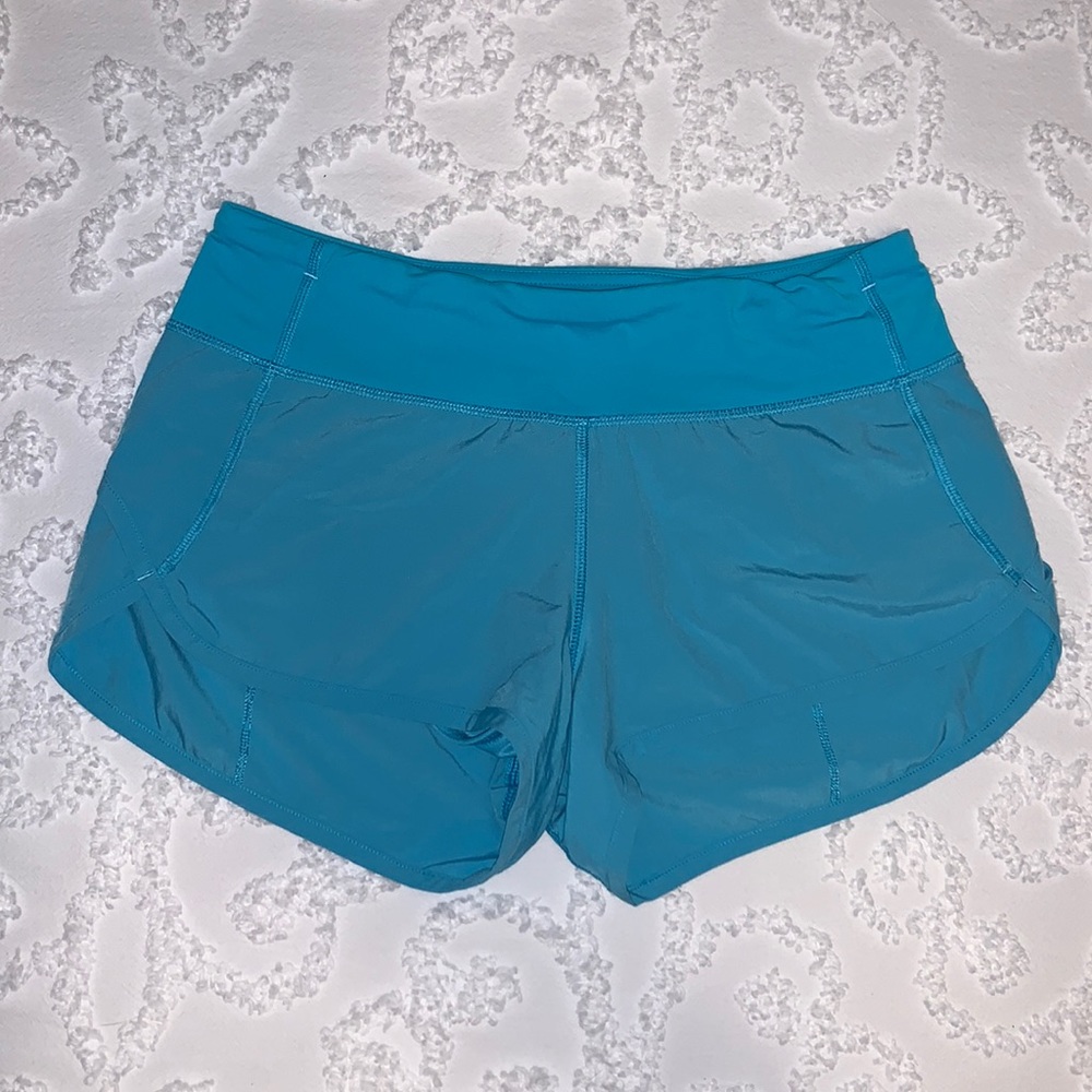 LULULEMON SPEED SHORTS TURQUOISE BLUE
